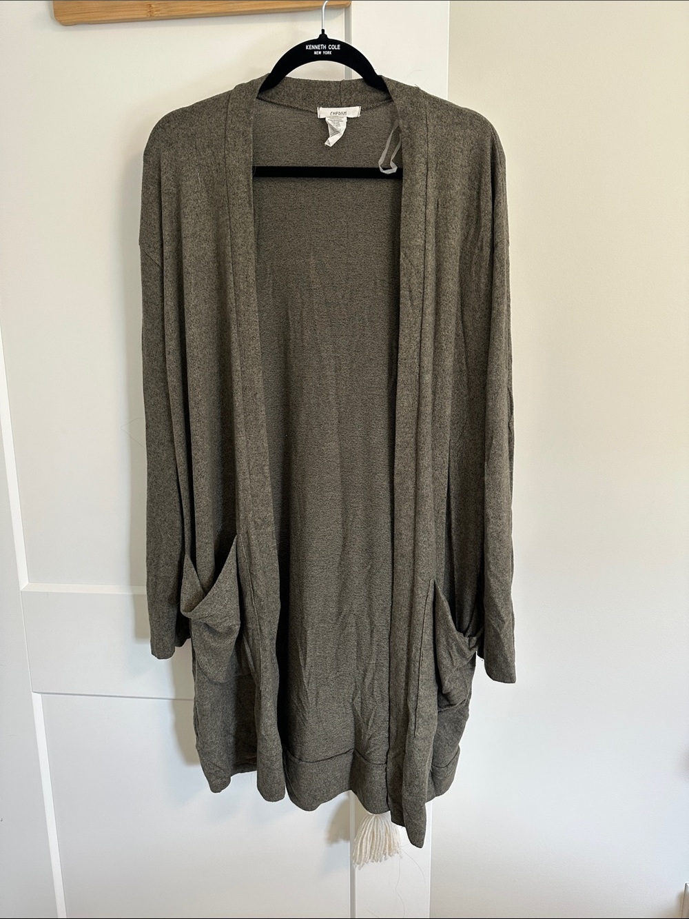 Cherish Olive Green Open-Front Pocket Cardigan